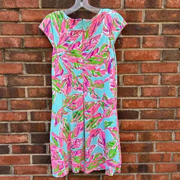 Lilly Pulitzer Briella In The Vias Fit & Flare Posh Ponte Pink Turquoise Dress M - Picture 7 of 14